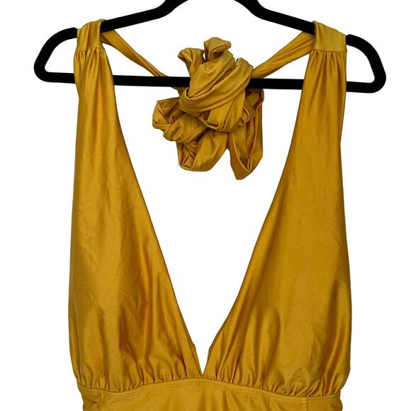 Nicole Miller Women's Swimsuit Size XL Yellow Convertible One Piece Side Ruching - Picture 6 of 11